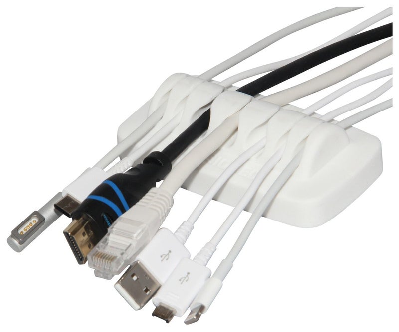 ENVISIONED Heaviest Cable Organizer on The Market! Compact and Weighted Desktop Cord Holder and Cable Organizer, Eco-Friendly Silicone, No Bad Smell, Bundled with 4 Reusable Cable Ties! (White) - Image 1